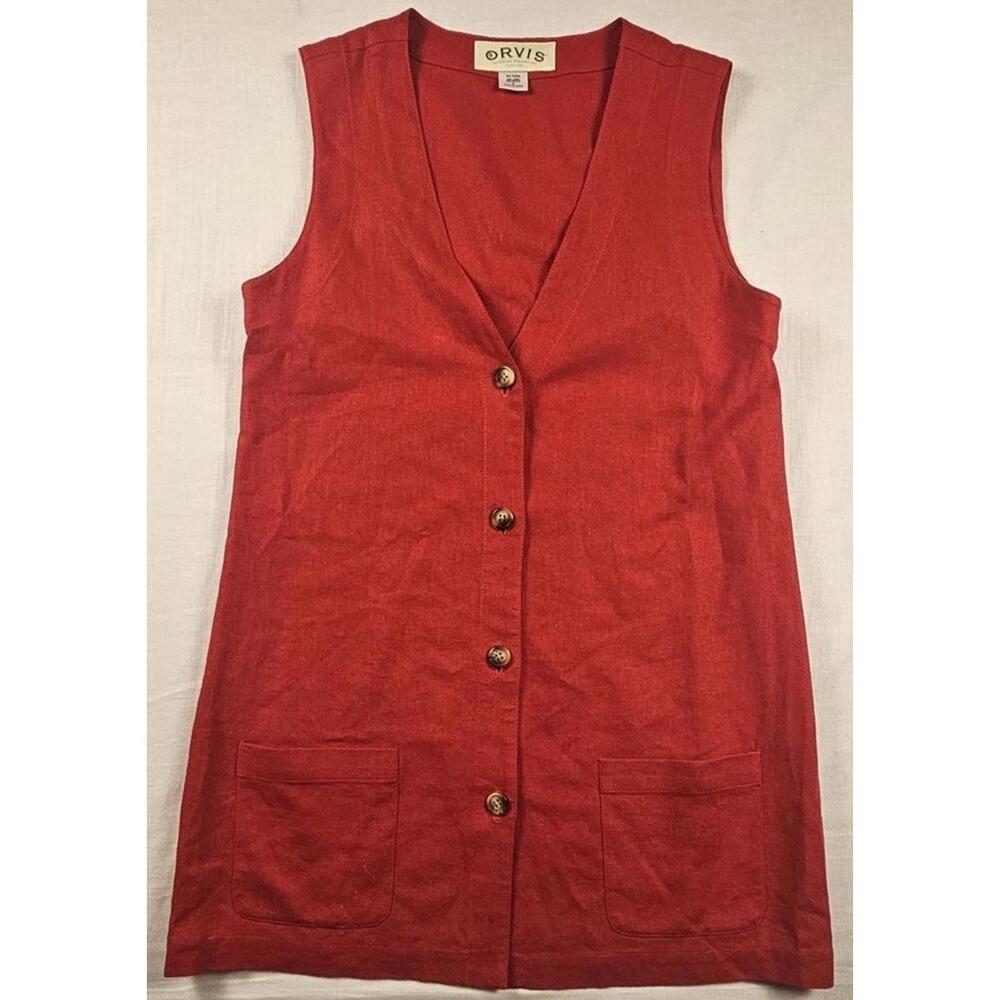 Orvis Women's Red Vest‎ Stretch Sleeveless Pockets Size Small